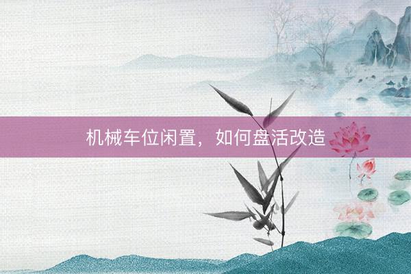 机械车位闲置，如何盘活改造