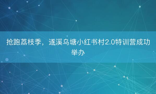 抢跑荔枝季，遂溪乌塘小红书村2.0特训营成功举办