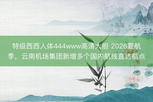 特级西西人体444www高清大胆 2026夏航季，云南机场集团新增多个国内航线直达航点