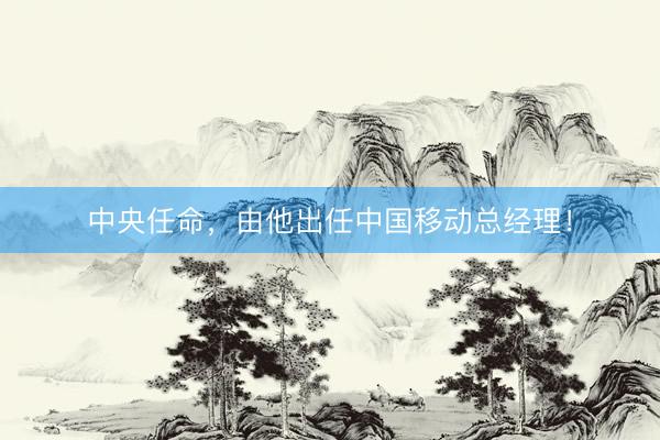 中央任命，由他出任中国移动总经理！