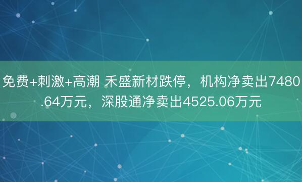 免费+刺激+高潮 禾盛新材跌停，机构净卖出7480.64万元，深股通净卖出4525.06万元