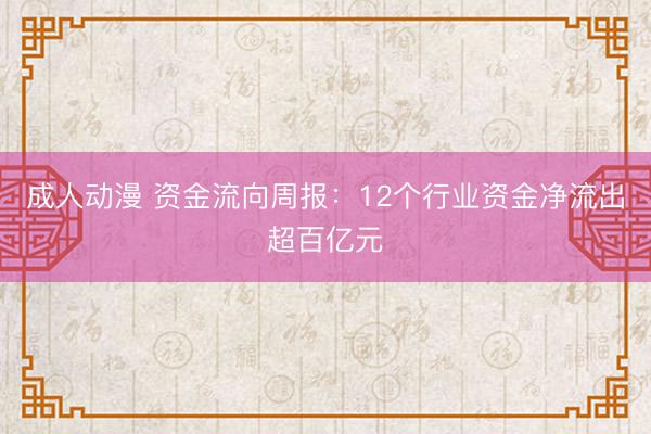 成人动漫 资金流向周报：12个行业资金净流出超百亿元