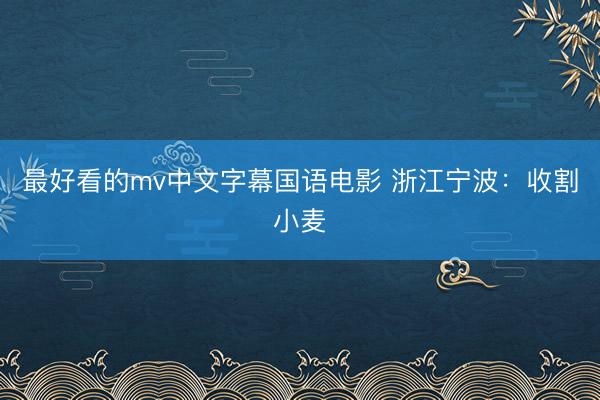 最好看的mv中文字幕国语电影 浙江宁波：收割小麦
