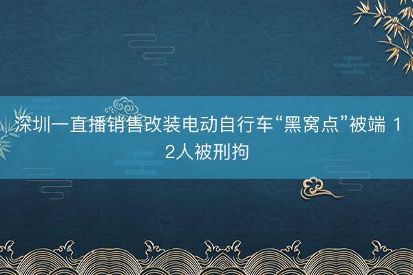 深圳一直播销售改装电动自行车“黑窝点”被端 12人被刑拘