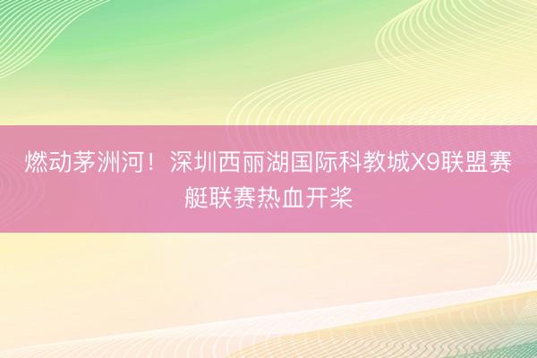 燃动茅洲河！深圳西丽湖国际科教城X9联盟赛艇联赛热血开桨