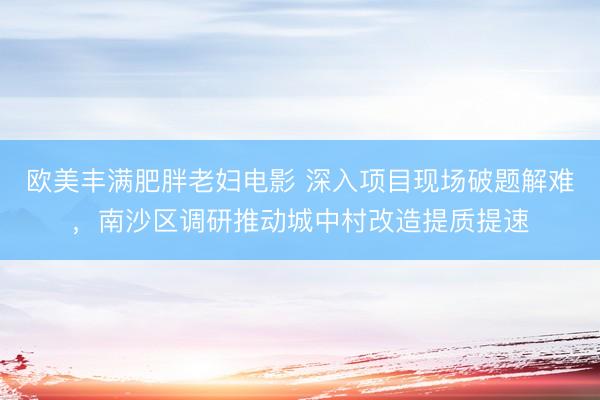 欧美丰满肥胖老妇电影 深入项目现场破题解难，南沙区调研推动城中村改造提质提速