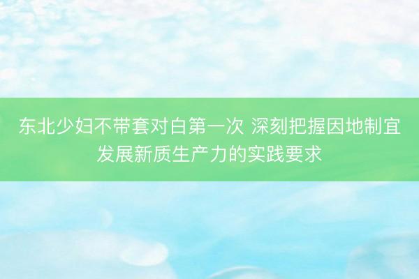 东北少妇不带套对白第一次 深刻把握因地制宜发展新质生产力的实践要求