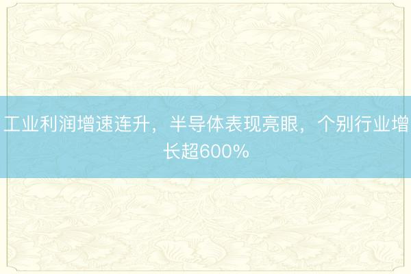 工业利润增速连升，半导体表现亮眼，个别行业增长超600%