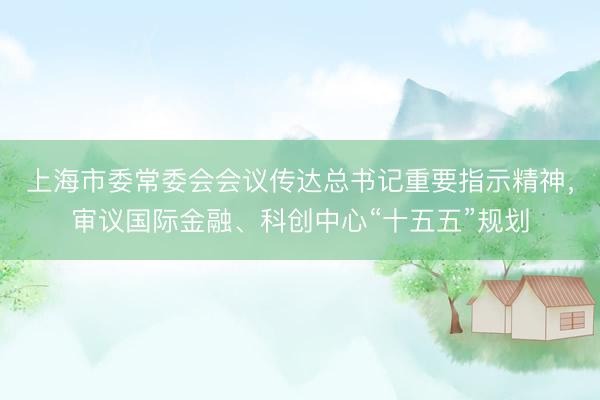 上海市委常委会会议传达总书记重要指示精神，审议国际金融、科创中心“十五五”规划