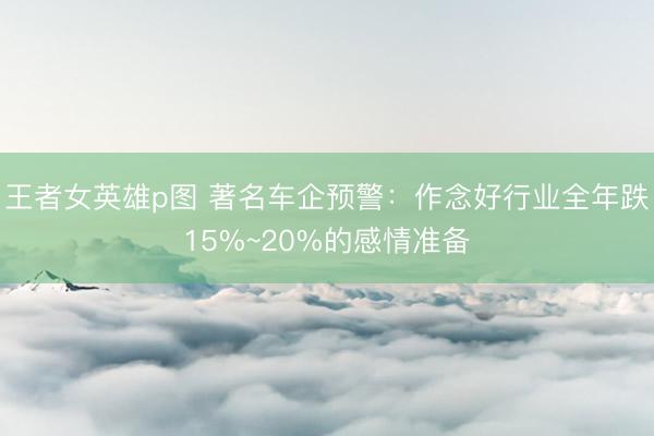 王者女英雄p图 著名车企预警：作念好行业全年跌15%~20%的感情准备