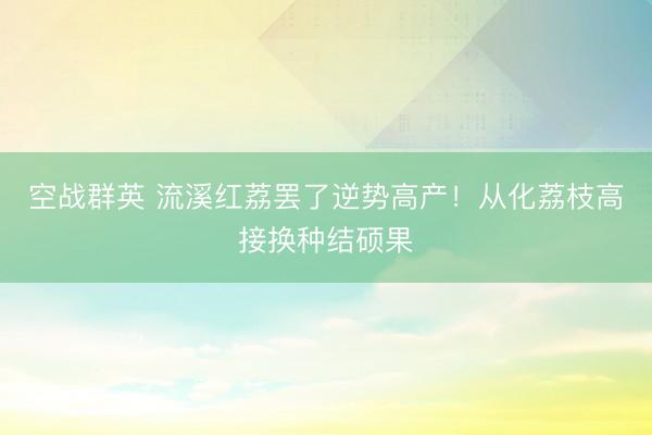 空战群英 流溪红荔罢了逆势高产!从化荔枝高接换种结硕果