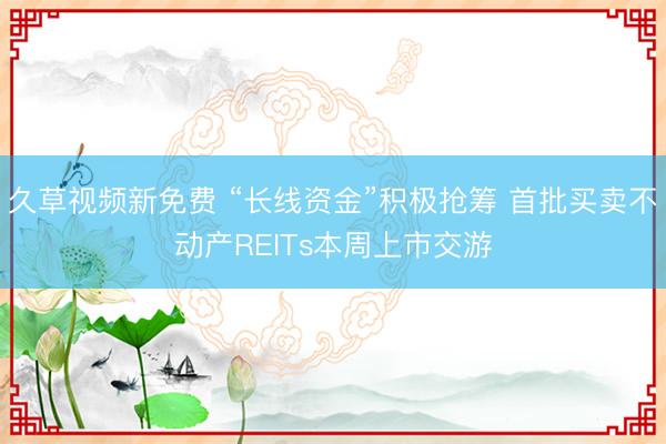 久草视频新免费 “长线资金”积极抢筹 首批买卖不动产REITs本周上市交游