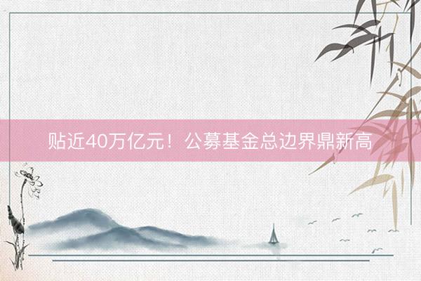 贴近40万亿元！公募基金总边界鼎新高