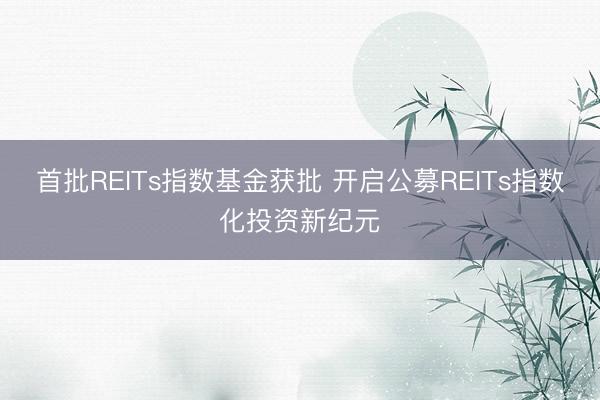 首批REITs指数基金获批 开启公募REITs指数化投资新纪元