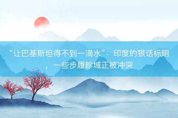 “让巴基斯坦得不到一滴水”：印度的狠话标明，一些步履畛域正被冲突